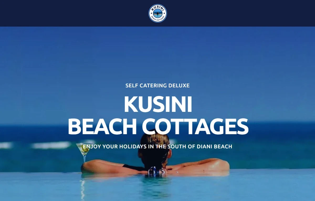 Kusini Beach Cottages website homepage